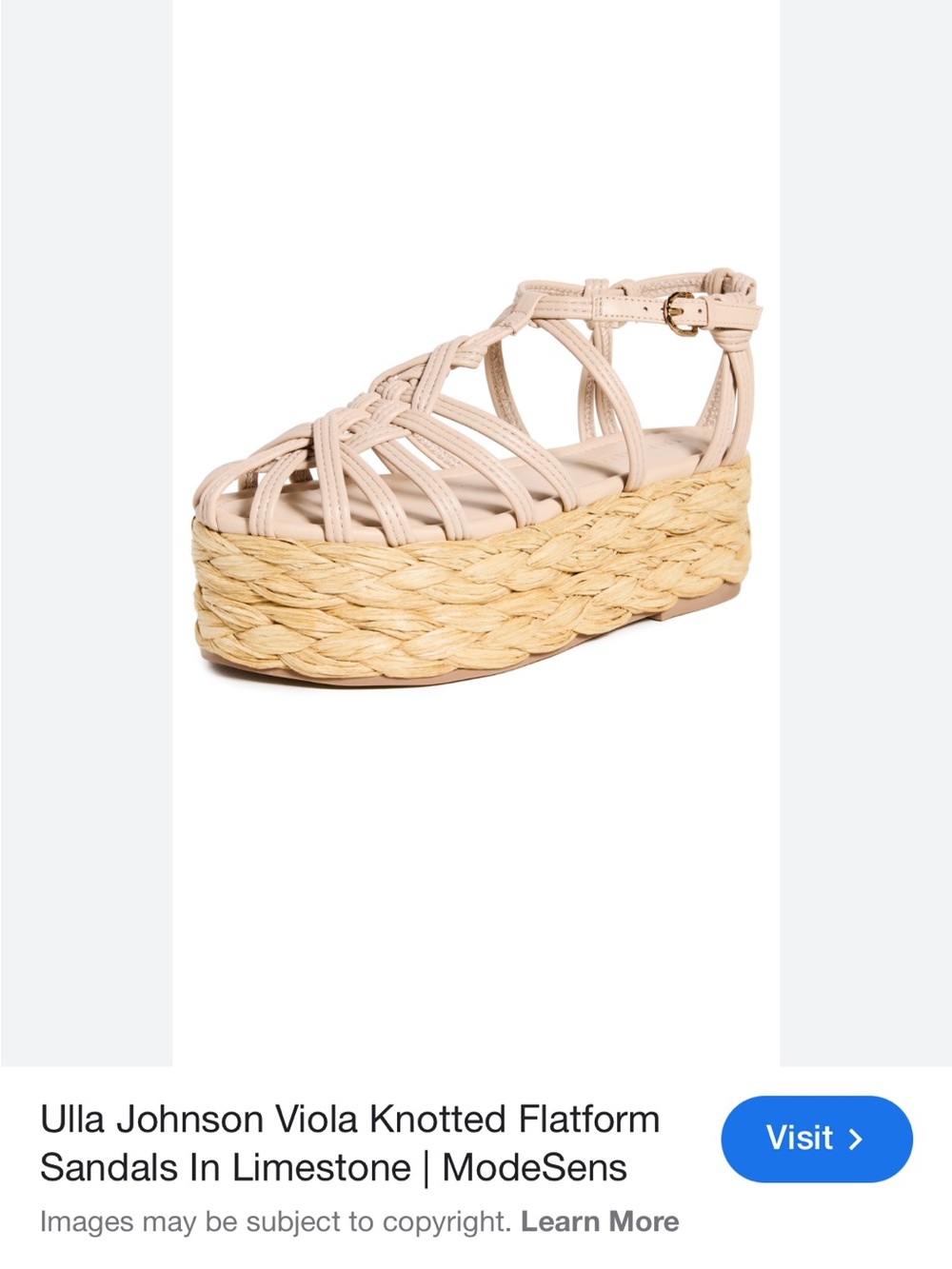 Ulla Johnson Limestone Knotted Flatform Sandals with Braided Platform